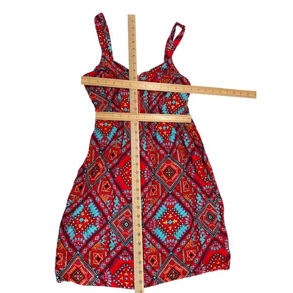 Bongo Southwestern Print Mini Strappy Sundress Junior Size S/C Lightweight Aztec - Picture 3 of 4